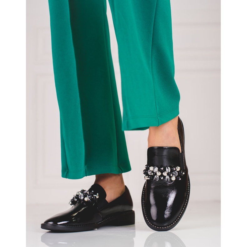 Señores de charol de mujer con decoración, negro 2