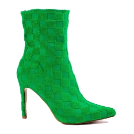 Botines de mujer altos y entallados con tacón alto. verde 2