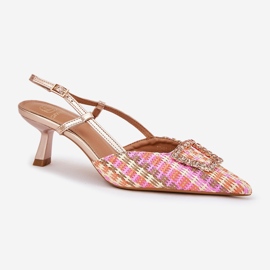 Tacones altos con un adorno y un tacón de champán obsoleto multicolor 4