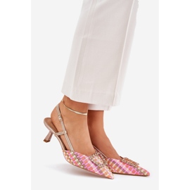 Tacones altos con un adorno y un tacón de champán obsoleto multicolor 1 Tacones altos con un adorno y un tacón de champán obsoleto multicolor 1