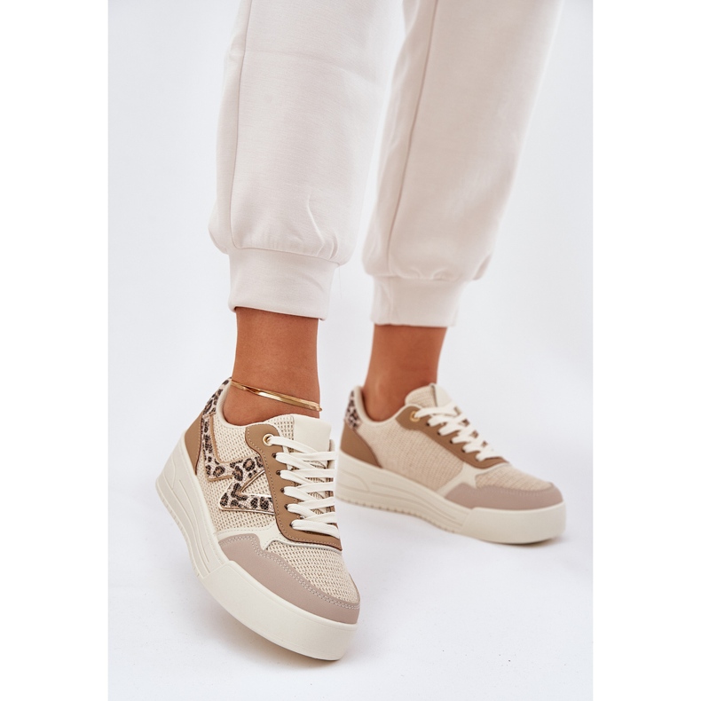 Zapatos deportivos femeninos en la plataforma Leopard Khaki beige 2