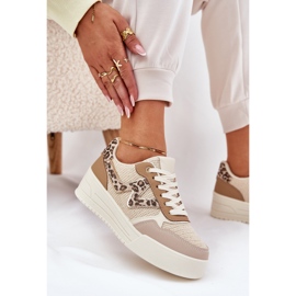 Zapatos deportivos femeninos en la plataforma Leopard Khaki beige 5