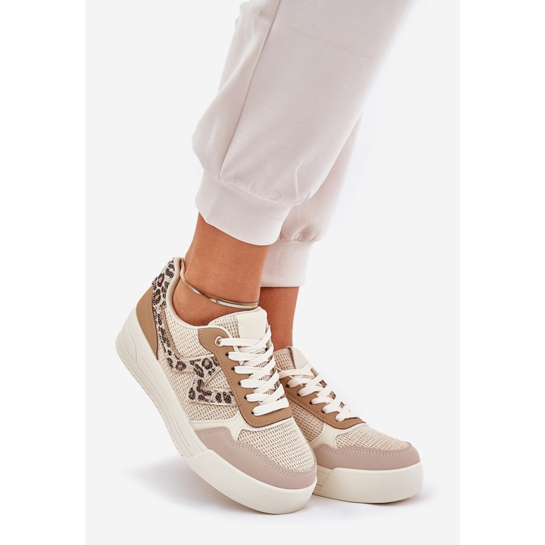Zapatos deportivos femeninos en la plataforma Leopard Khaki beige 1
