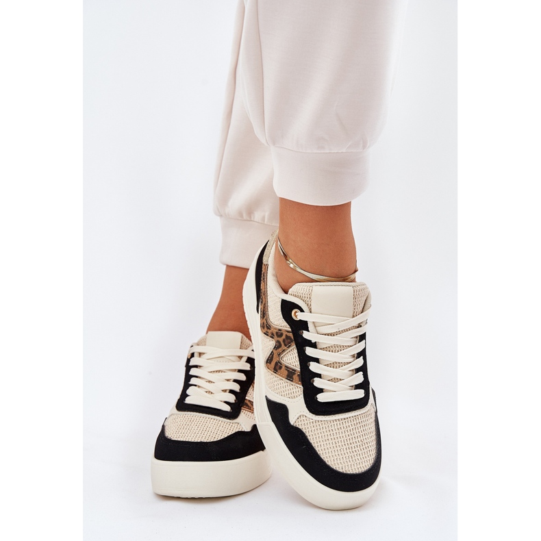 Zapatos deportivos femeninos en la plataforma leopardo estampado negro 2