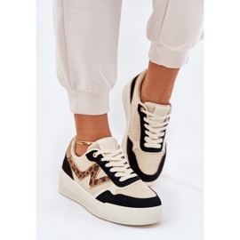 Zapatos deportivos femeninos en la plataforma leopardo estampado negro 3