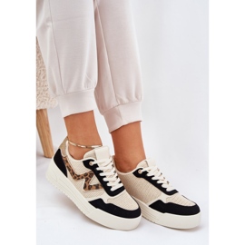 Zapatos deportivos femeninos en la plataforma leopardo estampado negro 6