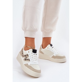 Zapatos deportivos femeninos en la plataforma leopardo beige 2