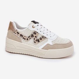 Zapatos deportivos femeninos en la plataforma leopardo beige 4