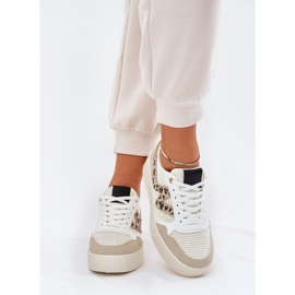 Zapatos deportivos femeninos en la plataforma leopardo beige 3