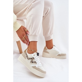 Zapatos deportivos femeninos en la plataforma leopardo beige 7