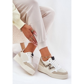 Zapatos deportivos femeninos en la plataforma leopardo beige 8