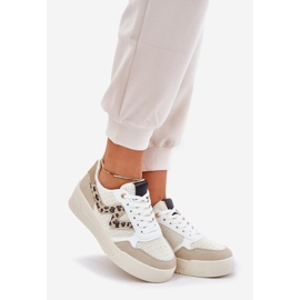 Zapatos deportivos femeninos en la plataforma leopardo beige 1