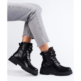 Botines de mujer negros con cordones 4