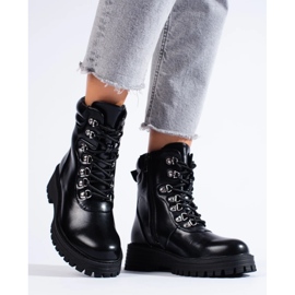 Botines de mujer negros con cordones 1