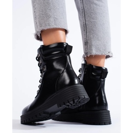 Botines de mujer negros con cordones 2