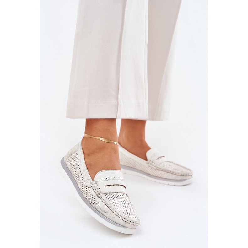 Mocasines De Mujer Confeccionados En Piel Ecológica, Dorado 1