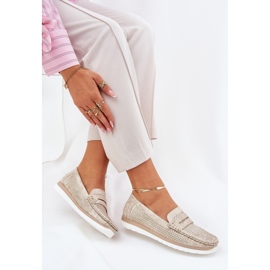 Mocasines para mujeres con plateado de cuero ecológico plata 3