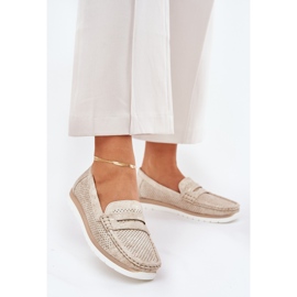 Mocasines para mujeres con plateado de cuero ecológico plata 1