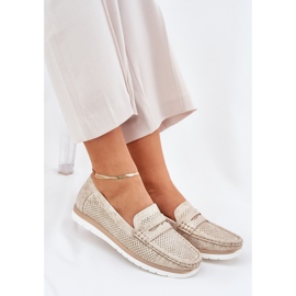 Mocasines para mujeres con plateado de cuero ecológico plata 4