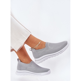 Zapatillas de zapatillas de material deslizamiento gris de mujeres 7