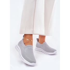 Zapatillas de zapatillas de material deslizamiento gris de mujeres 2