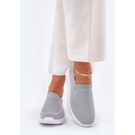 Zapatillas de zapatillas de material deslizamiento gris de mujeres 3