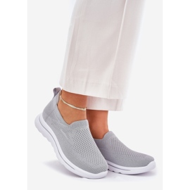 Zapatillas de zapatillas de material deslizamiento gris de mujeres 1