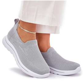 Zapatillas de zapatillas de material deslizamiento gris de mujeres 8