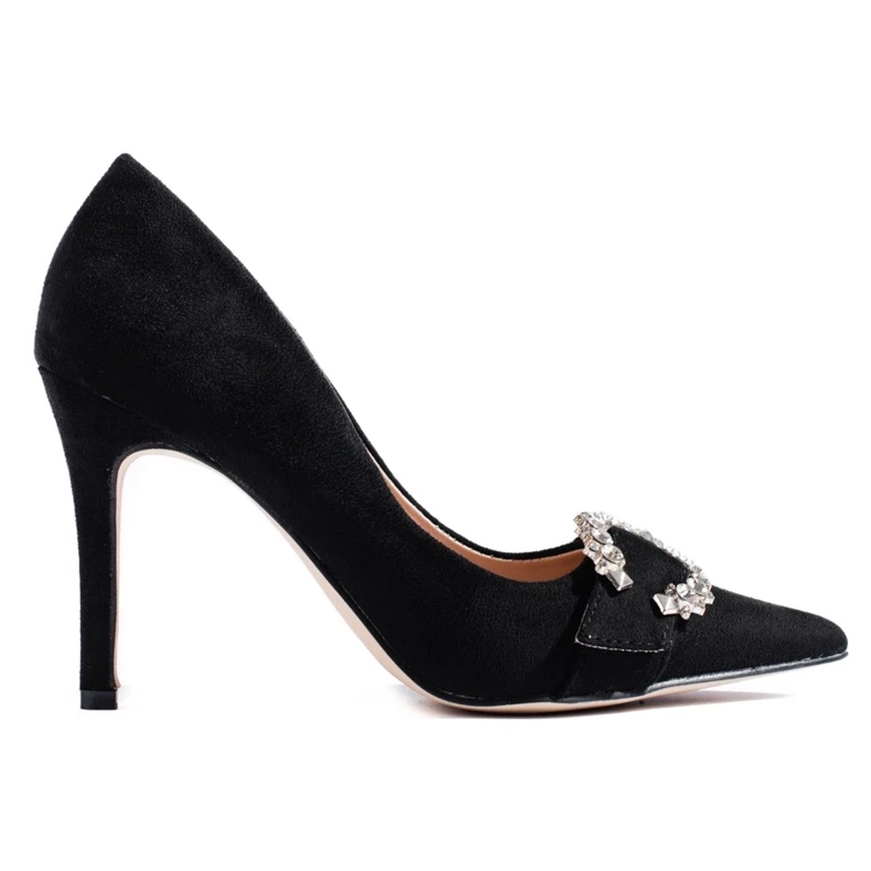 Zapatos de salón negros de mujer con tacón alto. 1 Zapatos de salón negros de mujer con tacón alto. 1