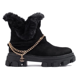 Botines de mujer de ante con plataforma. negro 3
