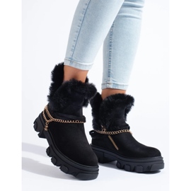 Botines de mujer de ante con plataforma. negro 4