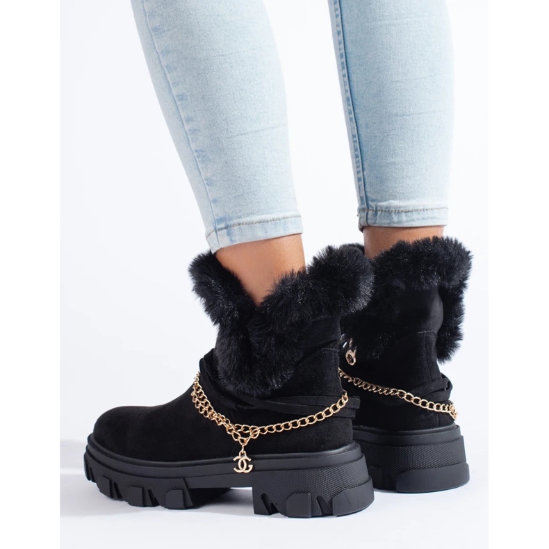 Botines de mujer de ante con plataforma. negro 1 Botines de mujer de ante con plataforma. negro 1