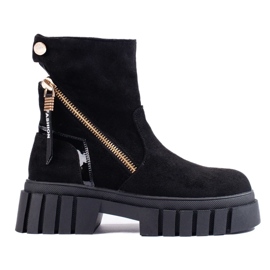 Botines de mujer de ante con plataforma. negro 2