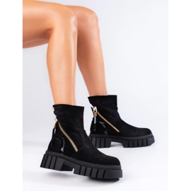 Botines de mujer de ante con plataforma. negro 1