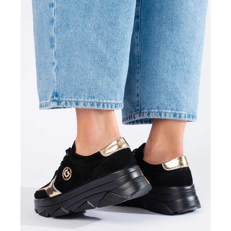 Deportivas mujer cómodas de piel negro 1