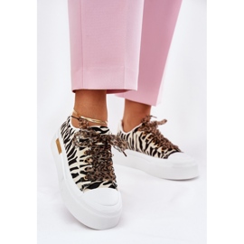 Zapatillas de deporte para mujeres con cordones decorativos negros y beige 3