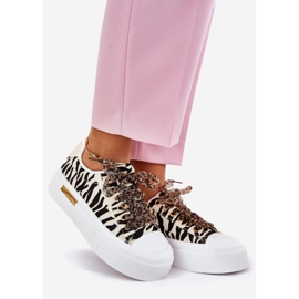 Zapatillas de deporte para mujeres con cordones decorativos negros y beige 1