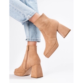 Botines mujer beige tacón ancho 3