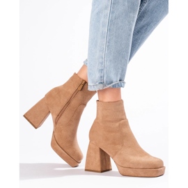 Botines mujer beige tacón ancho 4