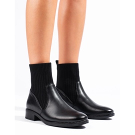 Botines sin cordones con tacón plano negro 2