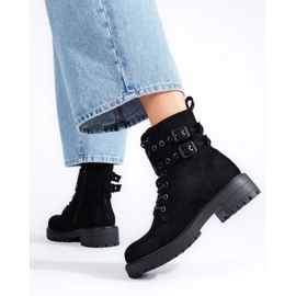 Botines con cordones y hebillas negro 2