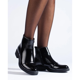 Botines bajos de charol para mujer negro 3