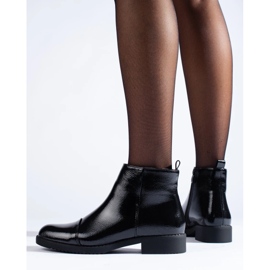 Botines bajos de charol para mujer negro 4