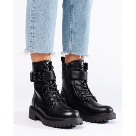 Bolsos de mujer con cordones fabricados en piel ecológica. negro 3