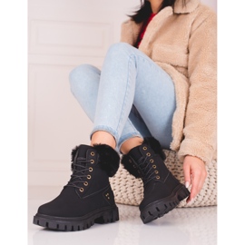 Botas de mujer negras con pelo. negro 3