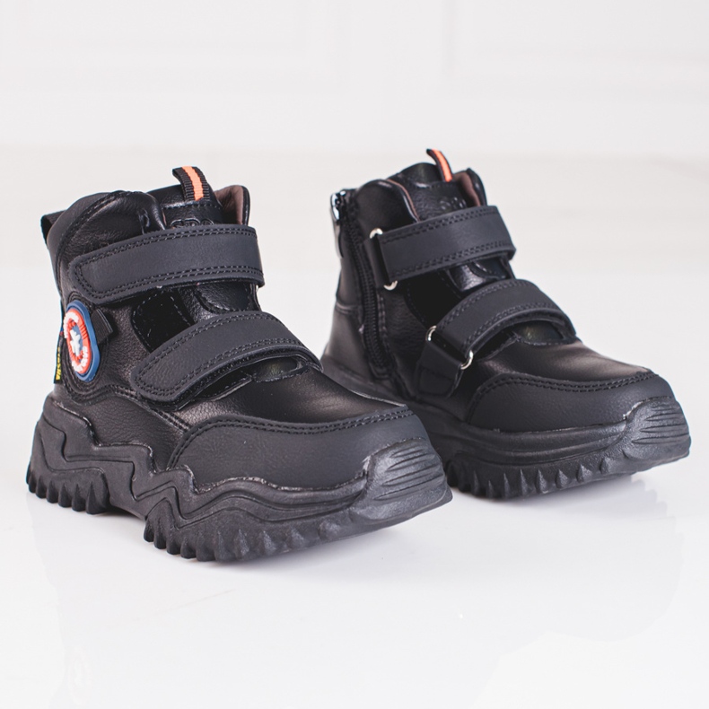 Botas altas para niño con velcro negro 2
