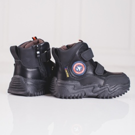 Botas altas para niño con velcro negro 3