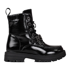 Botas negras con cordones niña negro 1