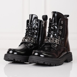 Botas negras con cordones niña negro 2