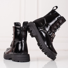 Botas negras con cordones niña negro 3